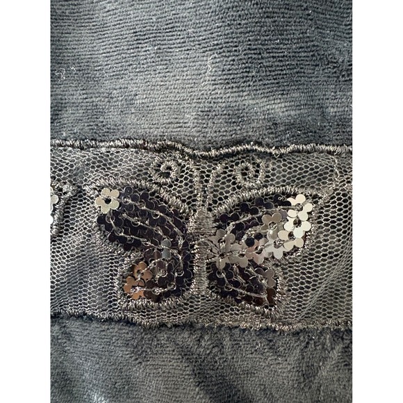 CP Shades Velvet Button Down Top Sequin Butterfly‎ Embellished Long Sleeve S - Picture 8 of 9